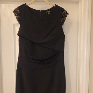 Black Embroidered Cap Sleeve Dress